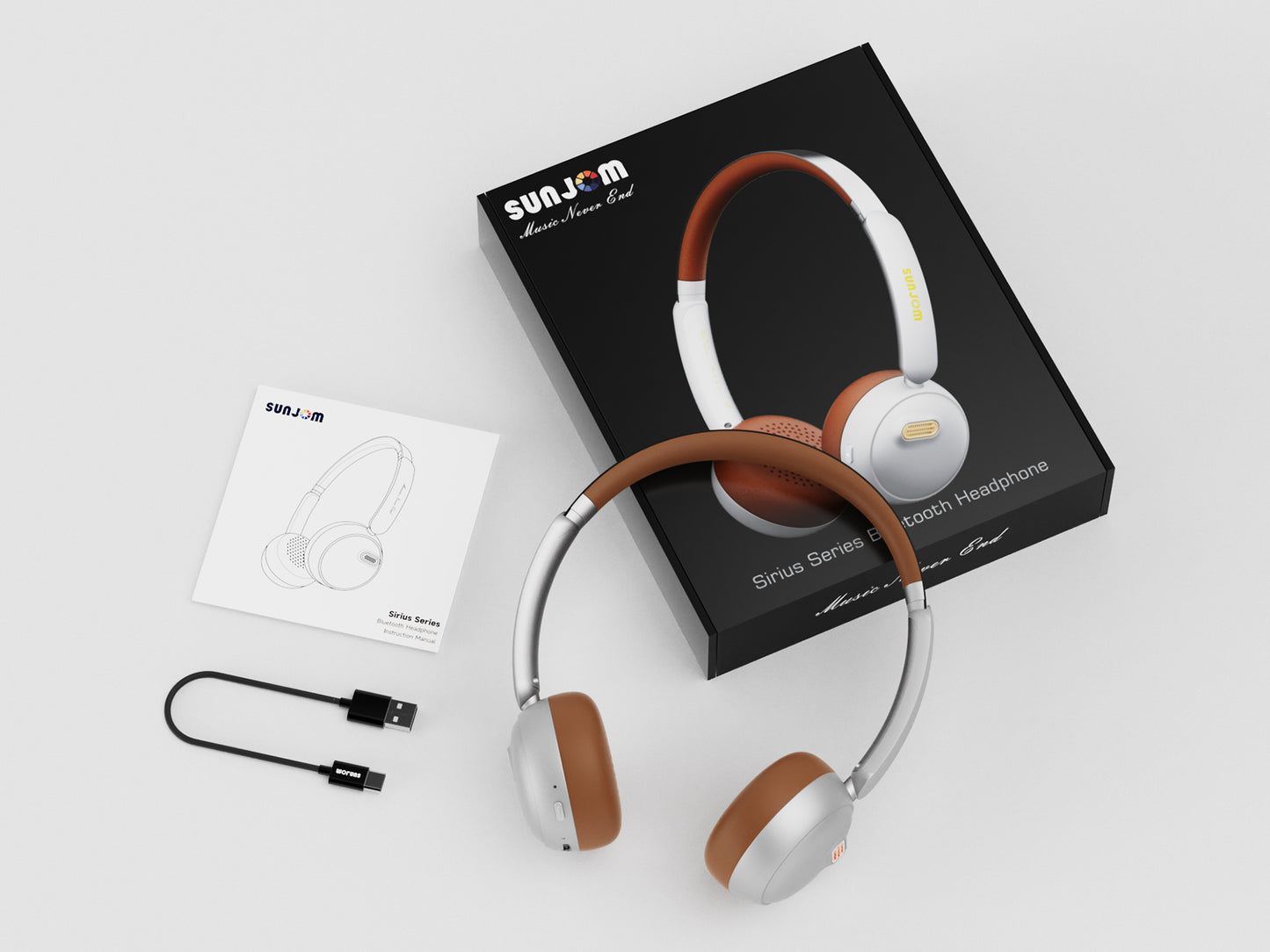 Retro Headphones Lightweight Over-Ear with Built-in Microphone Type-C Charging