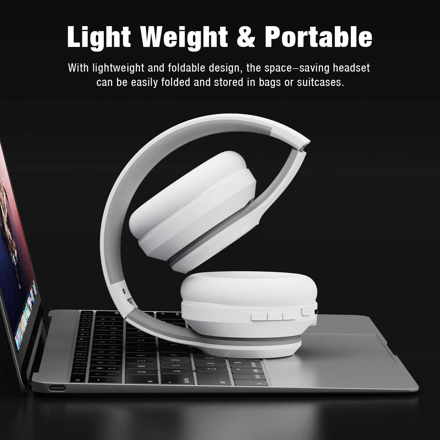 28Hours Playtime Over Ear White Bluetooth Headphones Wireless and Wired Beas Youth Student TV Headphone with Microphone Type-C Charging for Android Phone -White and Silver