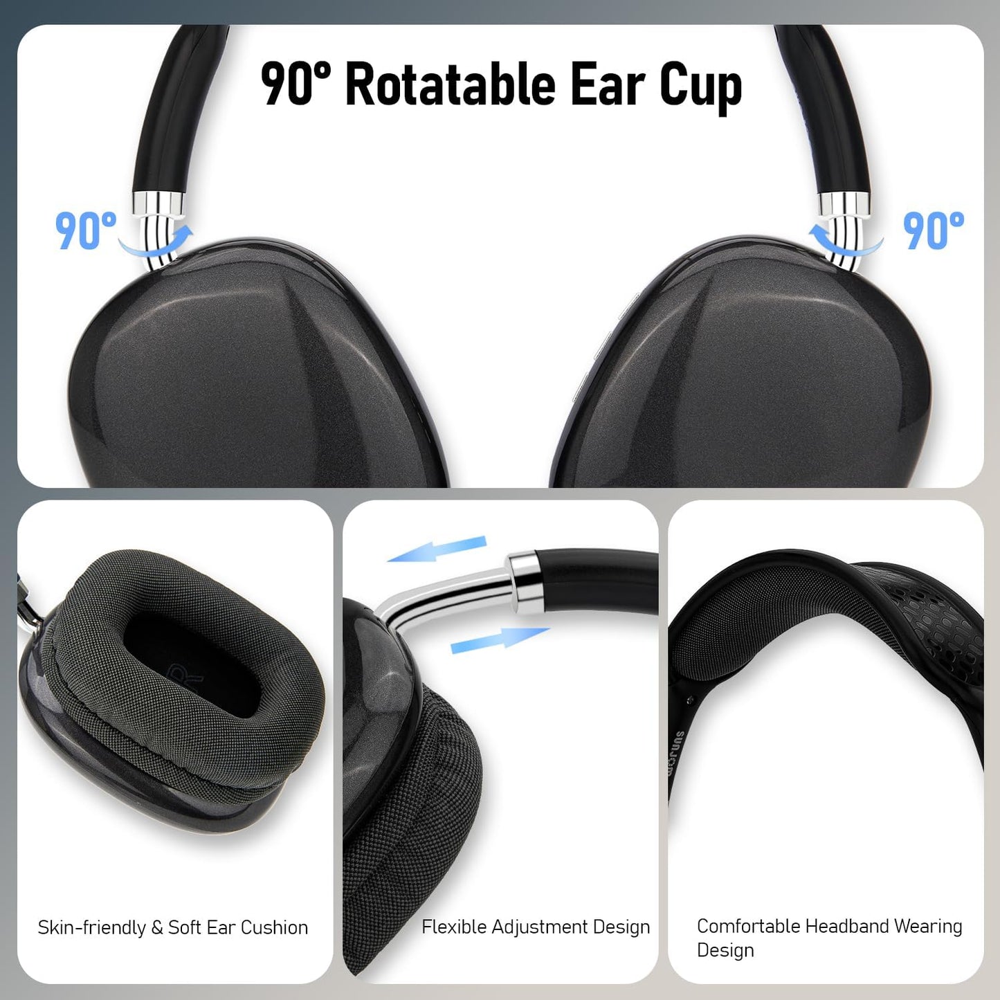 Wireless Bluetooth Headphones Over Ear with Microphone Hi-Res Audio