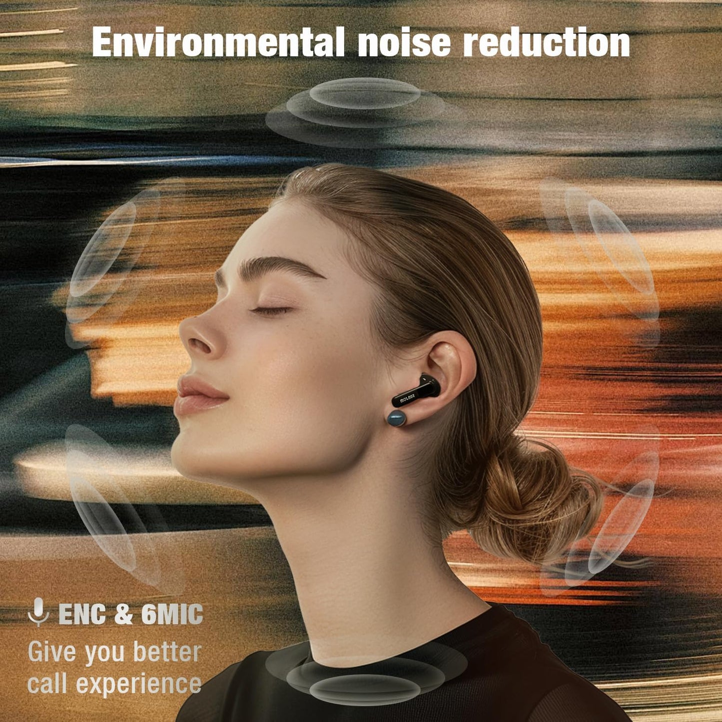 Upgraded Hybrid Active Noise Cancelling Wireless Earbuds 6 Mics ENC Clear Call Reduce Noise by Up to 98% 30H Playtime Bluetooth 5.4 Deep Bass in Ear Headphones (Black)